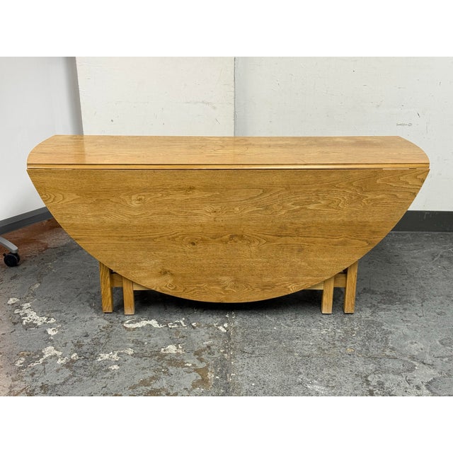 72 Inch Vintage Oak Wood Drop Leaf Console to Dining Table For Sale - Image 9 of 12