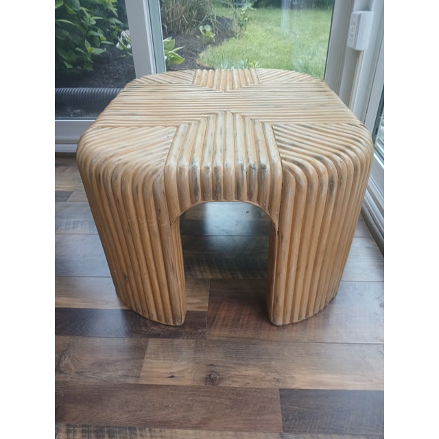 Sand Vintage Split Reed Bamboo Waterfall Coffee Table For Sale - Image 8 of 9