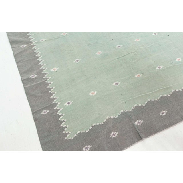 Textile Doris Leslie Blau Vintage Indian Dhurrie Green Rug For Sale - Image 7 of 8