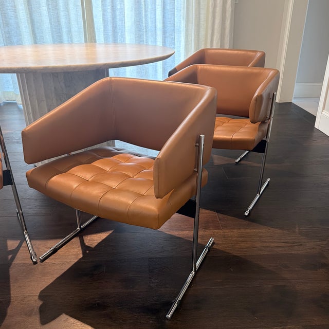Mid-Century Modern Vintage Set of Six Senior Metal Armchairs, Attributed to Jorge Zalszupin, Brazil, 1950’s. *Acquired at Lagos Antiquario, Rio De Janeiro/Brazil For Sale - Image 3 of 12