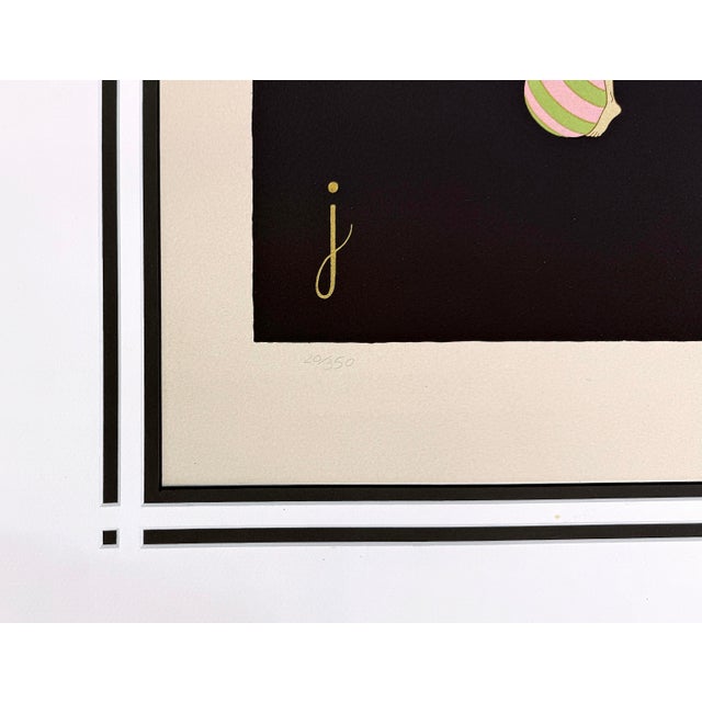 Art Deco Erté, Letter J Serigraph From Alphabet Suite, Hand Signed, Edition of 350, Framed, 1976 For Sale - Image 3 of 3