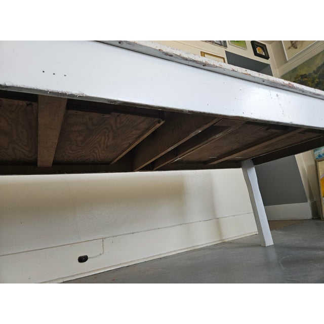 White Antique Farmhouse / Art Table For Sale - Image 8 of 10