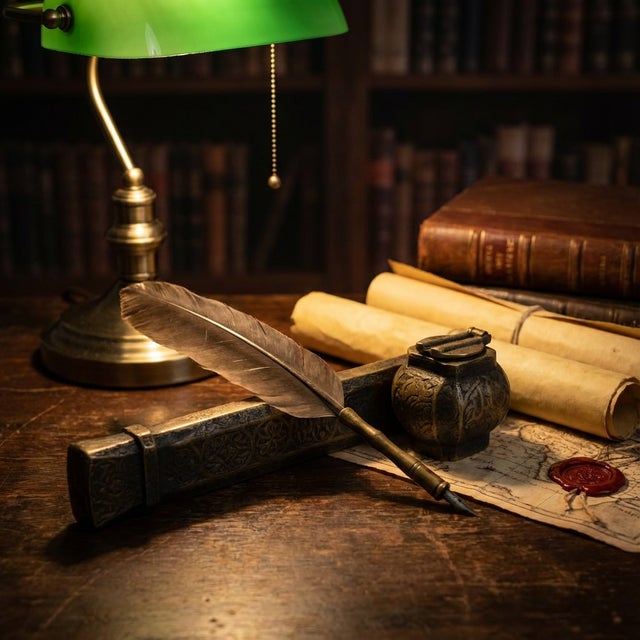 Ottoman Style Brass Qalamdan For Sale - Image 4 of 11