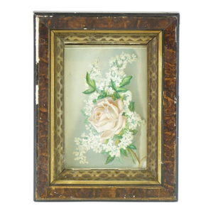 "Elegance in Petals" - Antique Colored Lithograph on Raised Paper
