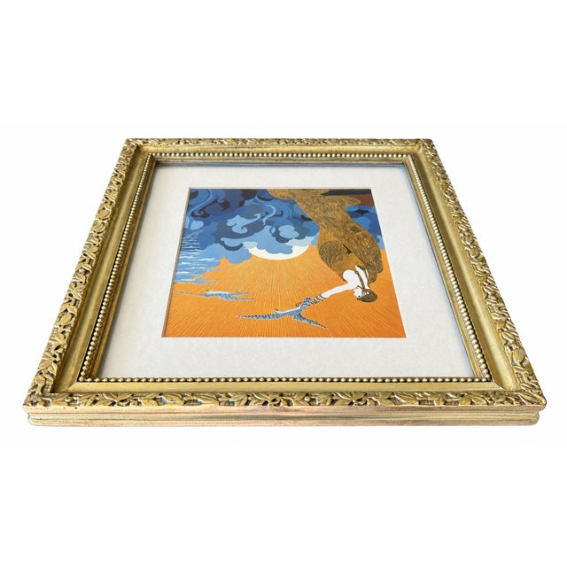 Late 20th Century 1982 Erté “Wings of Victory” Framed Bookplate For Sale - Image 5 of 7