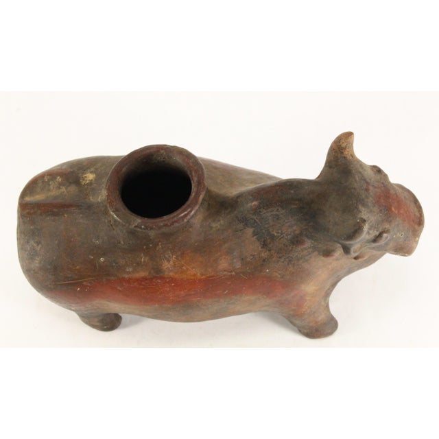Huge 19th C. Spanish Colonial Cusco Pottery Bull Shaped Terracotta Chicha Vessel For Sale - Image 4 of 18
