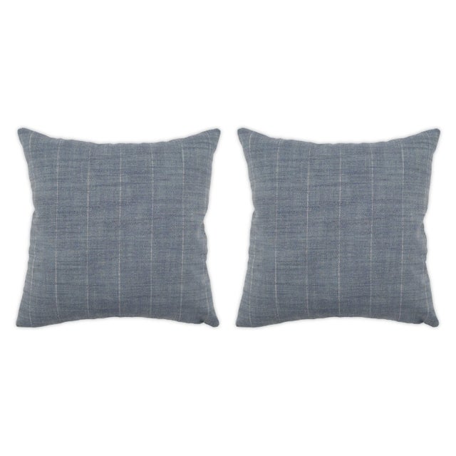 Transitional Napa Denim 22x22 Pillow, A Pair For Sale - Image 3 of 3