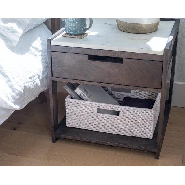 Wood Artifacts Rattan Rectangular Shelf Basket with Side Handles in White Wash - 16" For Sale - Image 7 of 9