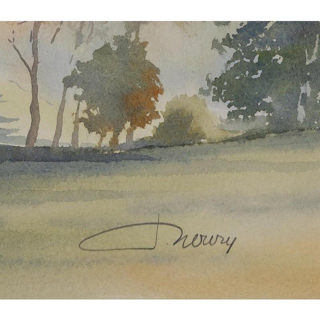 Modern Jacques Noury, At the Edge of the Forest, Watercolor For Sale - Image 3 of 5