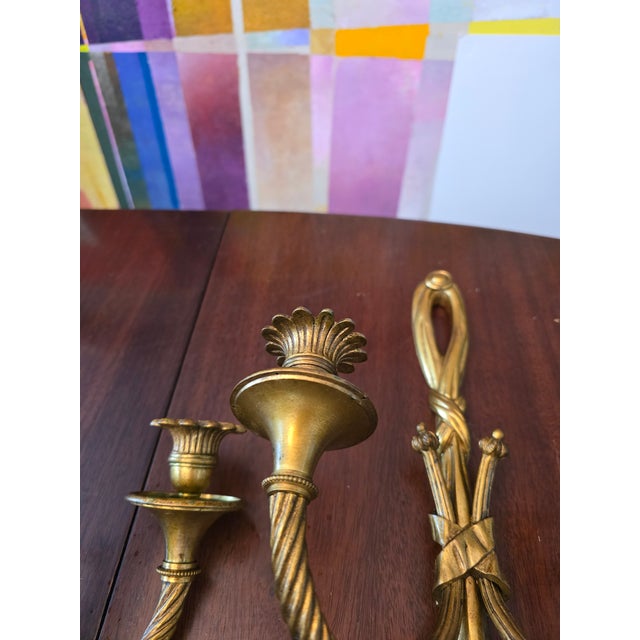 Pair of Antique Louis XV Style Bronze Sconces For Sale - Image 4 of 8
