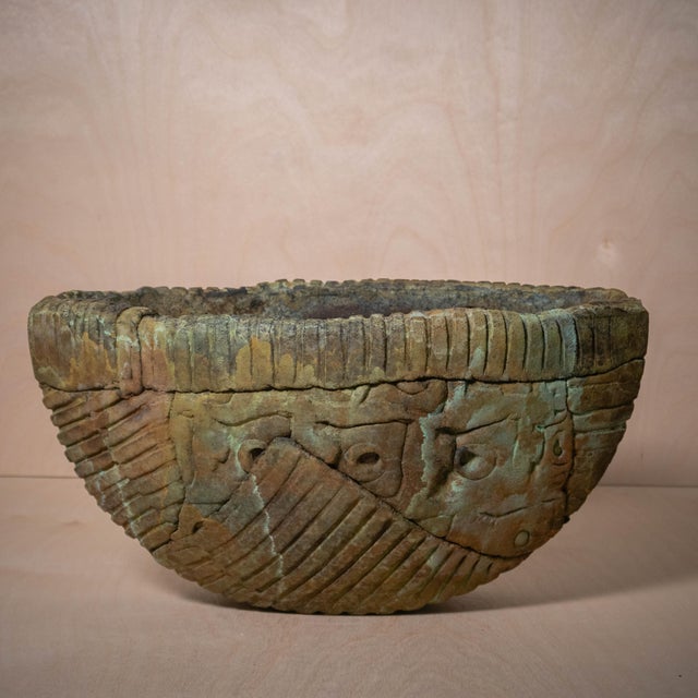 Late 20th Century Vintage Tony Evans Large Raku Brutalist Ceramic Bowl For Sale - Image 11 of 12