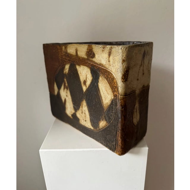 Large danish vintage stoneware vase designed and signed by danish TRILLE Keramik, 1970s. This piece has an attribution...