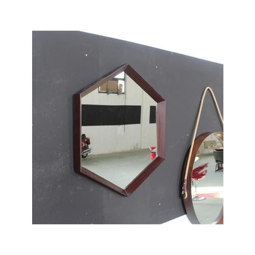 Type Hexagon shaped mirror Date 1950-59 Origin Italy Model Shaped frame Materials Teak, Mirror Width 45 cm Depth 4 cm...