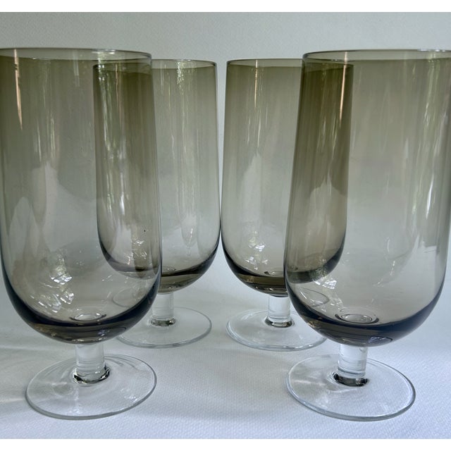 Tall Set of 4 Crystal Tawny & Clear Stem Glasses, 1970's For Sale In New York - Image 6 of 18