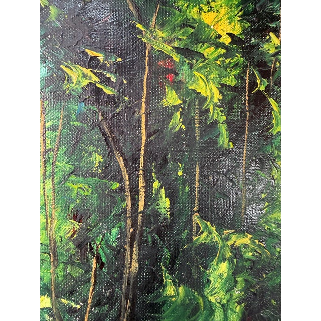 Vintage Antzinga Impressionist Two Man Canoeing River Scene Oil on Canvas – Framed For Sale - Image 9 of 11