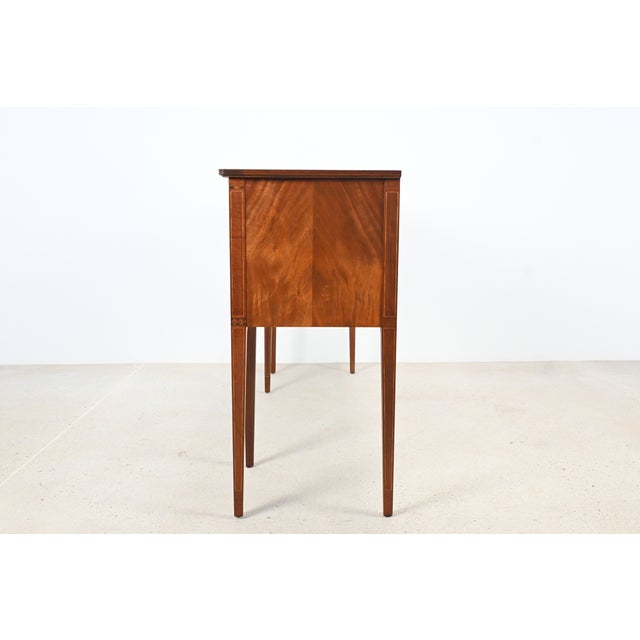 Fine Federal Style Flame Mahogany & Satinwood Inlaid Sideboard Server by Orinoco | Newly Refinished For Sale - Image 9 of 12