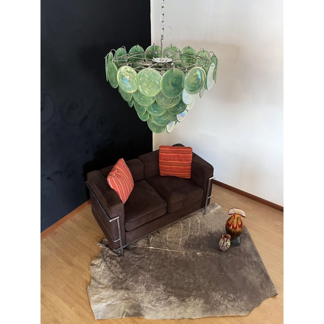 Space Age Murano Chandelier with Green Albaster Iridescent Glass Plates, 1990s For Sale - Image 10 of 18