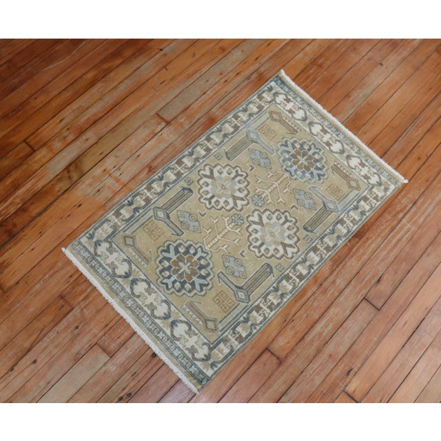 Mid 20th Century Vintage Zabihi Collection Mini Persian Rug For Sale - Image 5 of 7