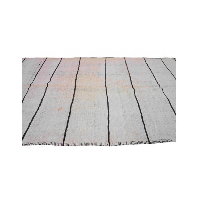 Striped Vintage Modern Hemp Kilim Rug - 6`0″ X 12`6″ Ft. For Sale In Los Angeles - Image 6 of 6