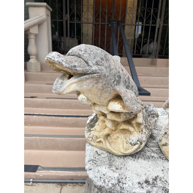 More information coming soon… Dating to the 1970s, this pair of cement dolphin fountain spouts has a highly weathered...