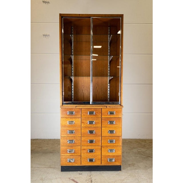 Vintage Pharmacist Brown Cabinet For Sale - Image 18 of 18