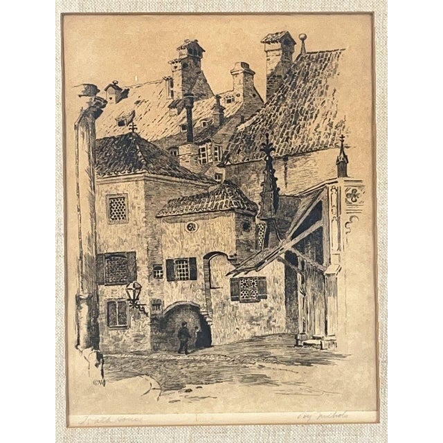 Victorian Antique Harley D. Nichols Pencil-Signed “Rath Haus, Munich” Original Etching—Framed For Sale - Image 3 of 15