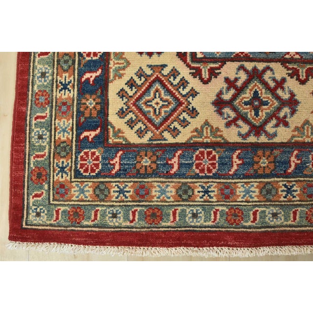 Kazak Rug 8’11” X 12’3” Red Wool Tribal Geometric Hand-Knotted Oriental Carpet For Sale - Image 10 of 12