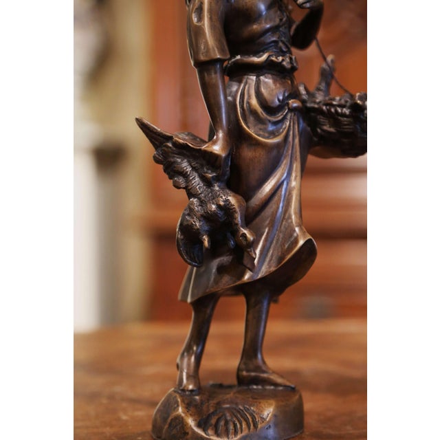 19th Century French Bronze Sculpture "The Lady With the Ducks" Signed Moreau For Sale - Image 9 of 12
