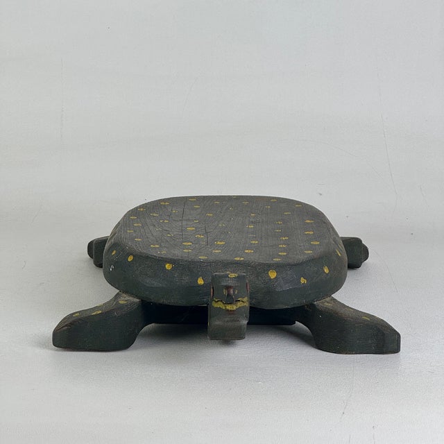 Vintage Folk Art Primitive Hand Painted & Carved Whimsical Turtle With Polkadots For Sale In New York - Image 6 of 11