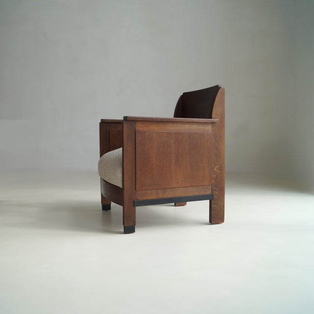 Dutch Art Deco Oak Armchair, 1920s For Sale - Image 4 of 18