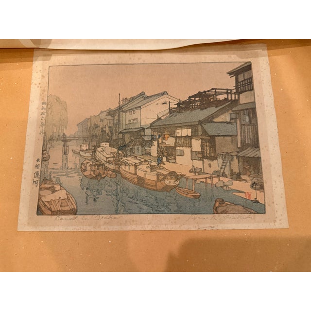 Hiroshi Yoshida “Canal in Osaka” Framed Japanese Woodblock Print For Sale - Image 12 of 18