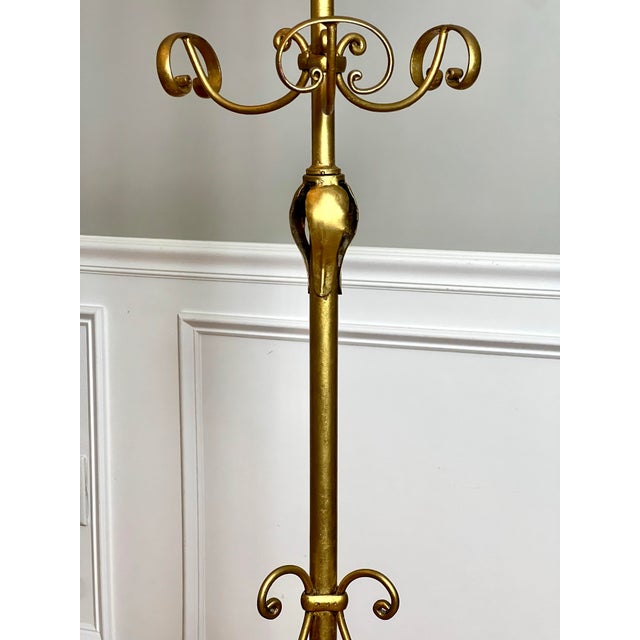 1950s Gilt Wrought Iron 3-Tier Revolving Coat Stand Hat Rack, Koegl Style, Italy, 1950s For Sale - Image 5 of 12