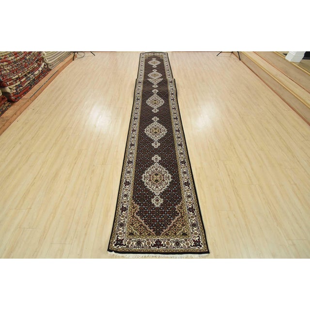 Farmhouse Tabriz Mahi Runner 2’8” X 20’2” Black Wool Traditional Hand-Knotted Rug For Sale - Image 3 of 13