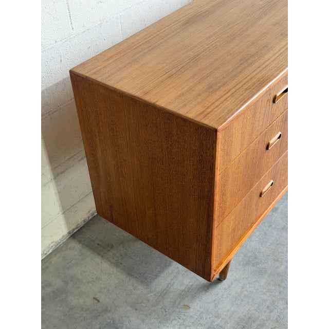 Brown In Style of Arne Vodder Teak Dresser Wooden Lowboy Chest of Drawers Denmark Mid-Century Modern 1960s For Sale - Image 8 of 9