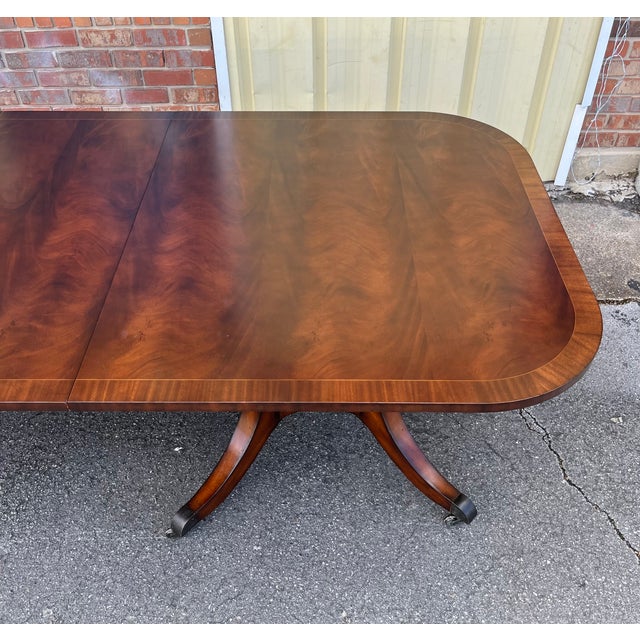 Late 20th Century Late 20th Century Regency Style Flame Mahogany Dining Table Attributed to Maitland-Smith For Sale - Image 5 of 18