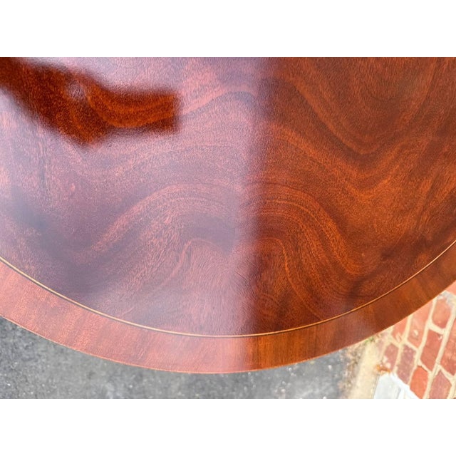Late 20th Century Baker Furniture Federal Style Inlaid Mahogany Two-Drawer Pedestal Base Drum Table Side Table For Sale - Image 17 of 17
