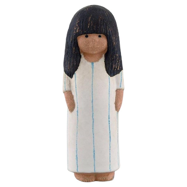 Glazed Ceramic Girl Figurine by Lisa Larson for Gustavsberg, 1993 For Sale