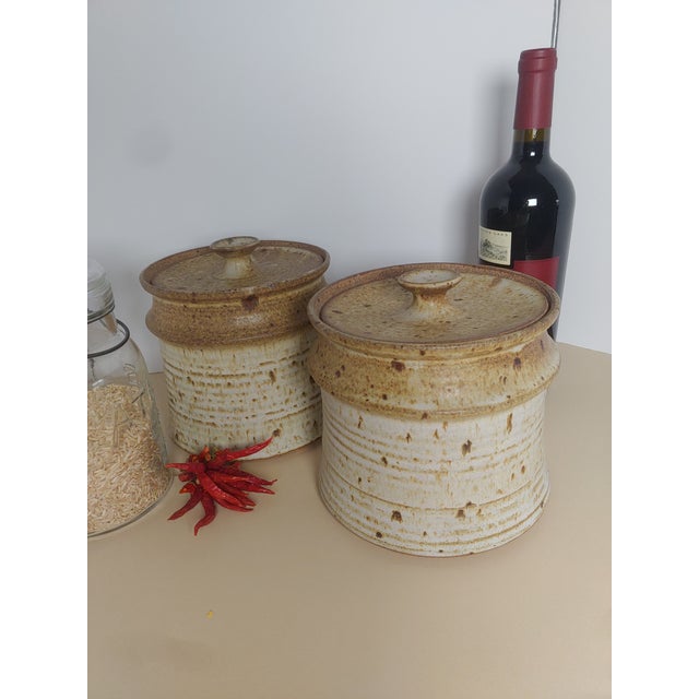 1980s Studio Pottery Canisters - a Pair For Sale - Image 4 of 7