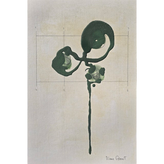 Set of 4 - Contemporary Dark Green Botanical Organic Modern Original Oil Paintings / Herbarium / Floral / Earth Tones For Sale - Image 6 of 8