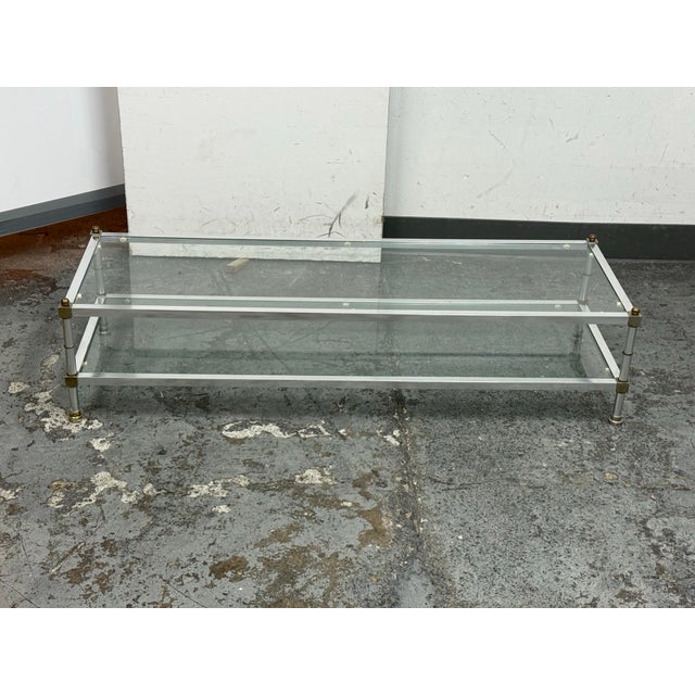 Gold Mid 20th Century Maison Jansen Metal + Glass Coffee Table For Sale - Image 8 of 12