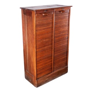 Tambour Fronted Oak Cabinet from Thonet, 1930s For Sale
