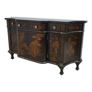 Maitland Smith Black & Gold Chinoiserie Server Sideboard For Sale