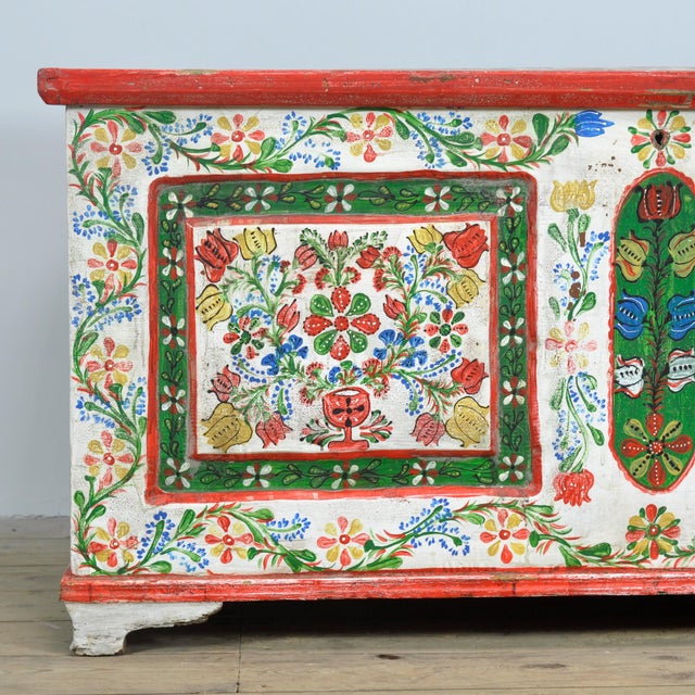 Folk Art Bridal Chest, 1948 For Sale - Image 10 of 14