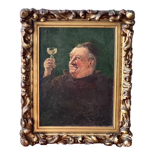 Antique Genre Painting in Ornate Gilt Wood Frame For Sale