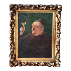 Antique Genre Painting in Ornate Gilt Wood Frame