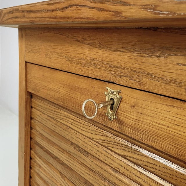 Mid-Century Modern Italian Archive Cabinet with Shutter Opening in Wood, 1940s For Sale - Image 9 of 17