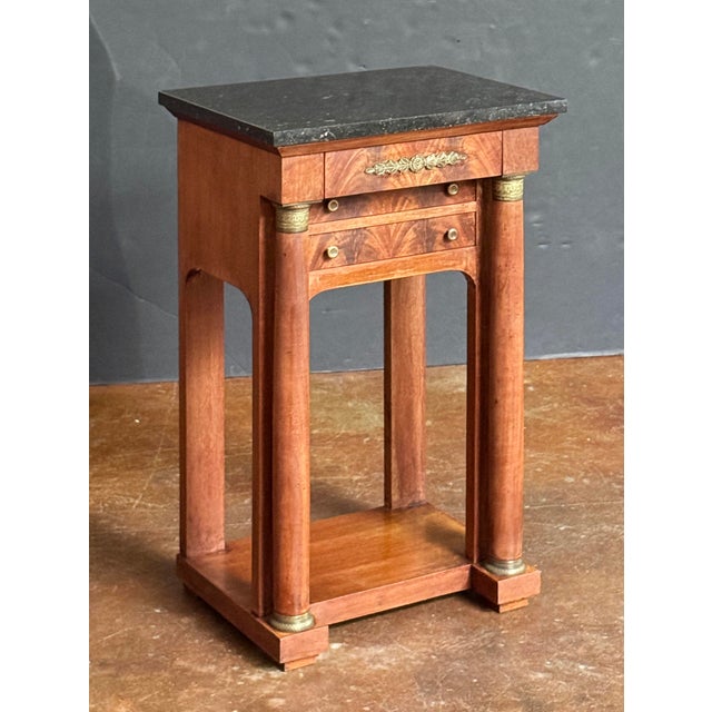 French Empire Side Table of Mahogany With Marble Top For Sale - Image 9 of 9
