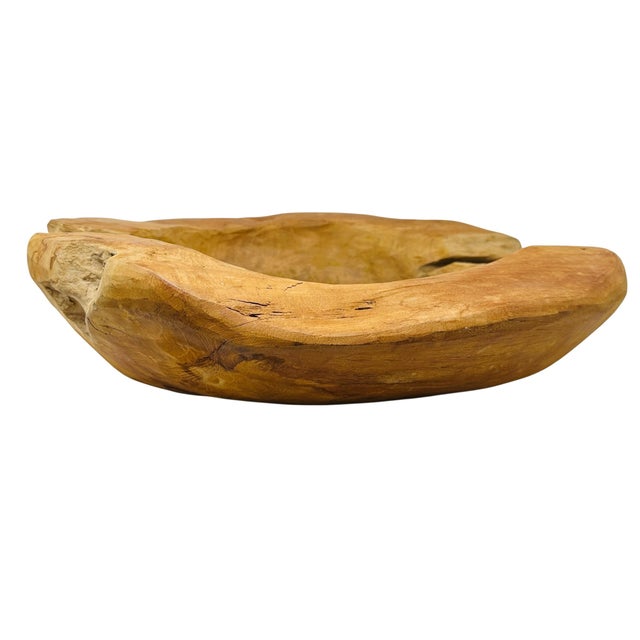 Monumental 20” Hand-Carved Teak Root Sculptural Centerpiece Bowl - 19 Lbs, Early 2000s For Sale - Image 14 of 18