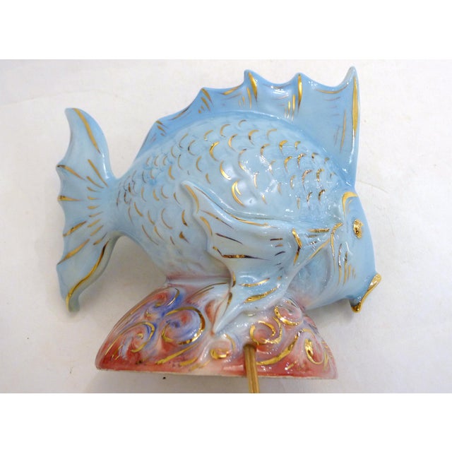 Fish Night Light in Slip-Cast Earthenware by LP Ceroc Monaco, 1950s For Sale - Image 13 of 14