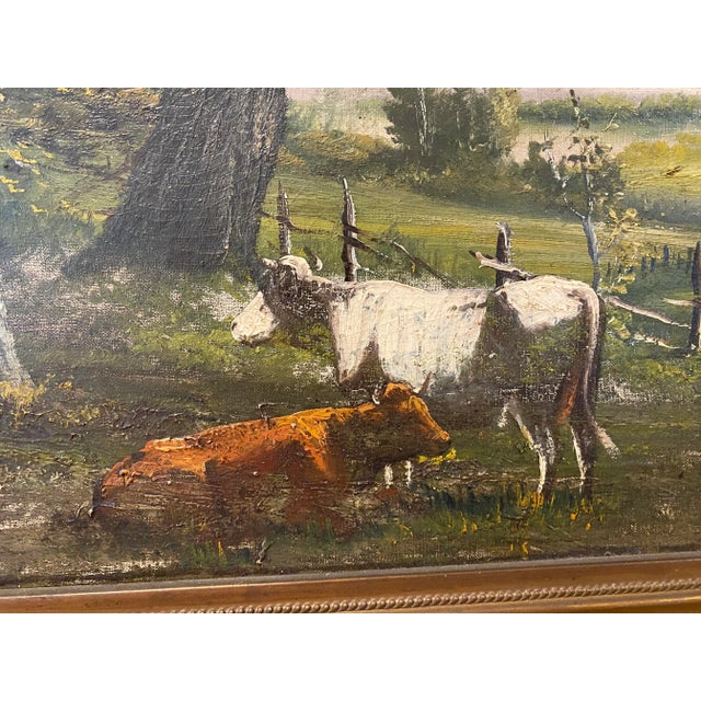 Impressionist Antique Signed Oil on Canvas Painting For Sale - Image 3 of 13